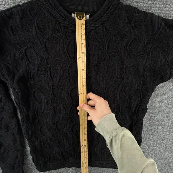 COOGI Australia Black 3D Textured Knit Sweater Pullover Cotton Small Ladies - Picture 3 of 16